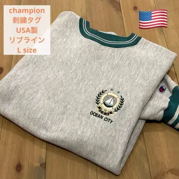 [새상품급] 90s USA제 OCEAN CITY 리브라인 리버스 위브 L