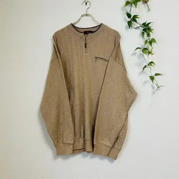GRAP ADS 텐셀 혼방 빅 루즈 빅 사이즈 하프 지퍼 니트 4L
