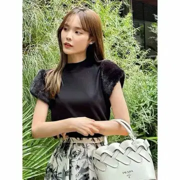 셀포드 숏 퍼 슬리브 니트 풀오버 블랙