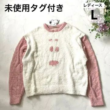 새상품 미사용 스누피 샤기 트레이닝복 니트 L 풀오버 핑크