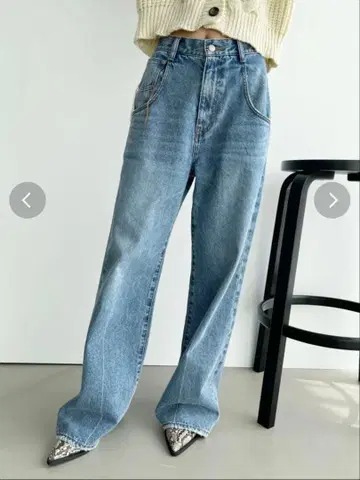 [ 새상품급 ] EMODA 루즈 와이드 하이웨스트 청바지 아이스 블루