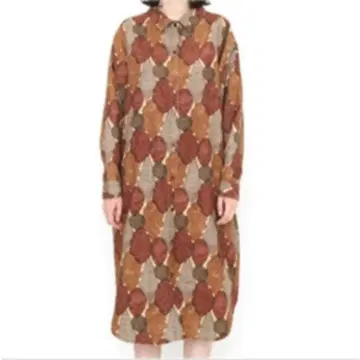 그라니프 코듀로이 셔츠 원피스 컬러풀 리프 포레스트