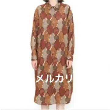 그라니프 코듀로이 셔츠 원피스 컬러풀 리프 포레스트