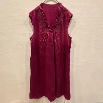 새상품급 슬리브리스 프릴 원피스 버건디 여름옷 무지 어른스러운