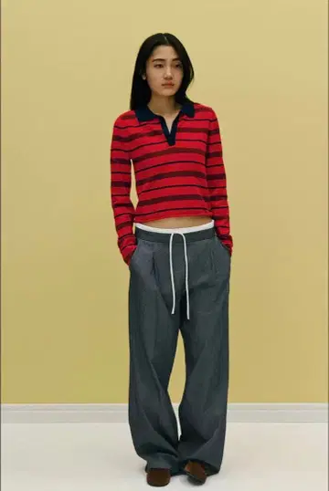 ZARA 스트라이프 패턴 폴로 니트 스웨터