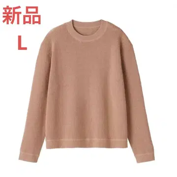 MUJI 세탁 가능한 와플 편직 크루넥 스웨터 여성 L 핑크