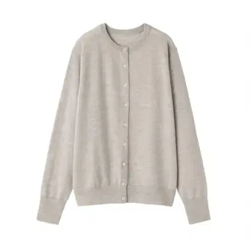 무인 세탁 가능한 울 하이게이지 크루넥 가디건 오트밀 L 사이즈