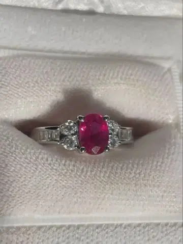 루비와 다이아몬드 플라티나 반지 10호