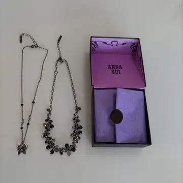ANNA SUI 나비 모티브 블랙 목걸이 2종 세트