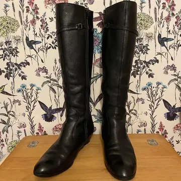 엘레강스 히미코 스트랩 포함 사이드 지퍼 롱 부츠 24cm 블랙