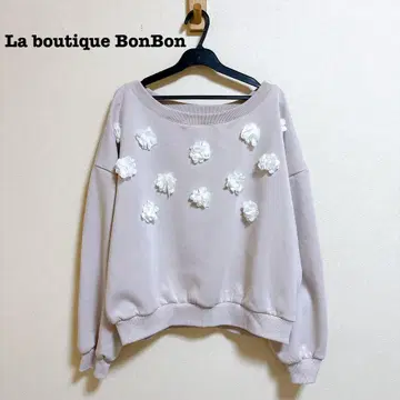 러브티크 봉봉 플라워 모티브 종이상자 풀오버 그레이지