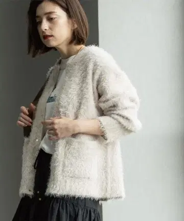 오파크 클립 OPAQUE.CLIP 샤기 미들 가디건