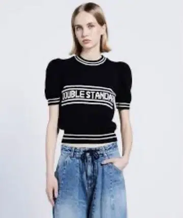 더블 스탠다드 로고 자카드 니트탑 36