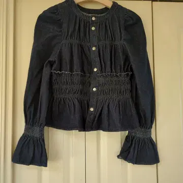 다크 데님 셔링 자켓 F 사이즈