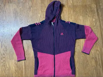 아디다스 골프 후드 부착 니트 자켓 사이즈 OT 핑크