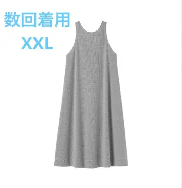 MUJI 건조하기 쉬운 브로드 슬리브리스 원피스 XXL 다크 네이비 체크