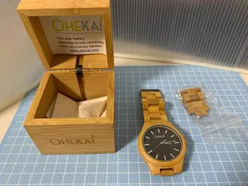 대나무 손목시계 하와이 OHEKAI 쿼츠 시계 여분 부품 포함