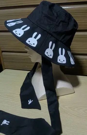 CUNE 끈 포함 나일론 버킷 햇 블랙 토끼 다수