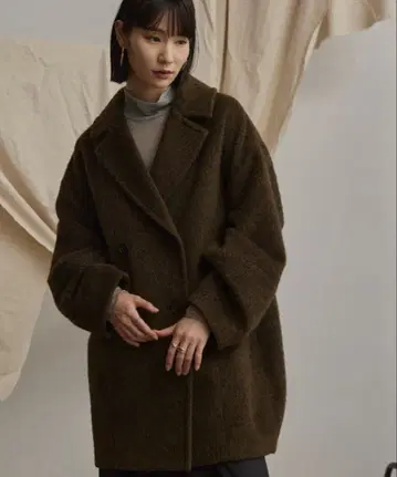 택 포함 새상품 happy John 울 블렌드 샤기 코쿤 P 코트