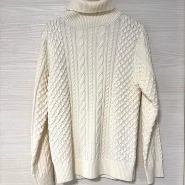 BEAMS HEART 아이보리 케이블 짜임 니트 M