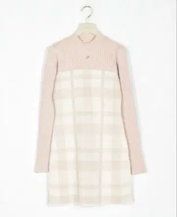 An MILLE 안미르 핑크 체크 무늬 니트 원피스