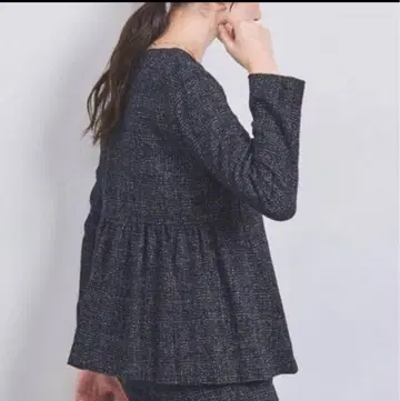 UNITED ARROWS 믹스 트위드 백 페플럼 블라우스 S