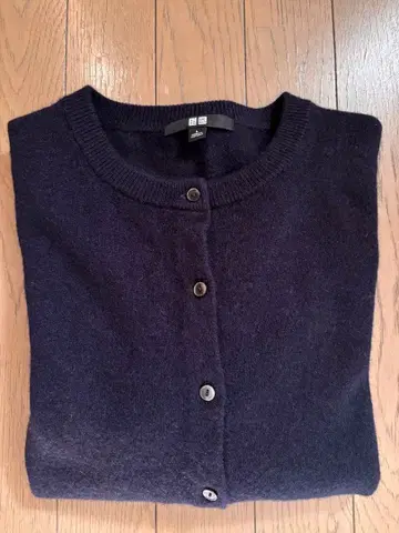 [ 유니클로 ] 네이비 캐시미어 크루넥 가디건 L