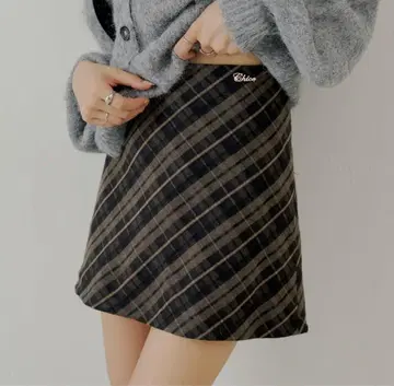 [ Chico ] 2way 레이어드 체크 박스 타이트 미니 스커트