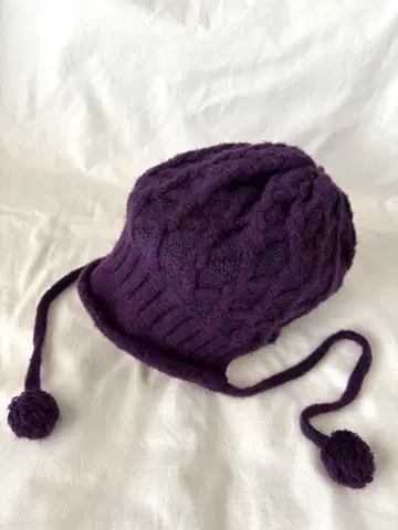 ANNA SUI 귀마개 코드 포함 니트 와치 니트 모자 폼폼