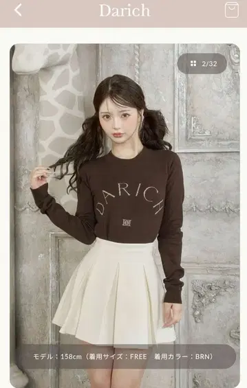 Darich 로고 니트 브라운 FREE 사이즈