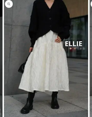 미사용 새상품 ELLIE 볼륨 JQ 스커트 자카드 스커트 화이트