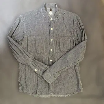 Lideal 히코리 패턴 워크 셔츠 스탠드 카라 고품질