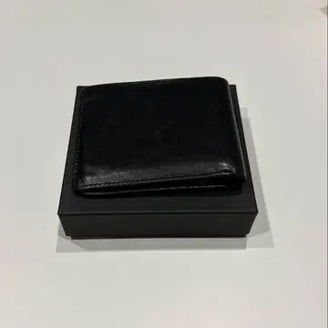 가죽 접이식 지갑 블랙 박스 포함
