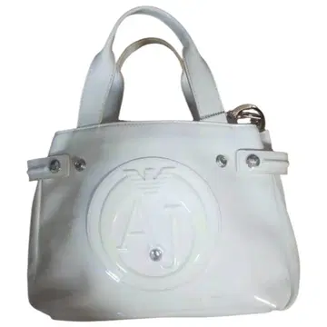 아르마니진스 에나멜 화이트 핸드백 토트백 엠보싱