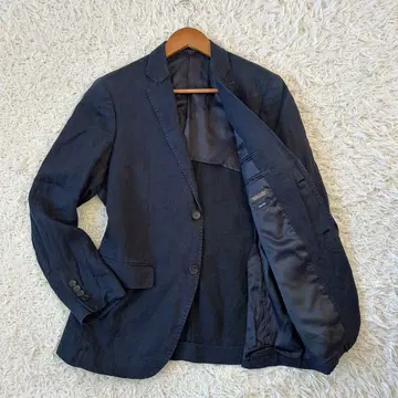 UNIQLO 테일러드 자켓 프렌치 린넨 100% 사이드 벤트 네이비 컬러