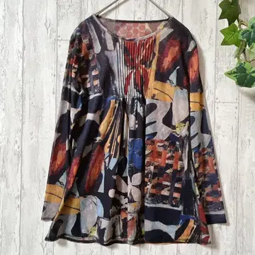 새상품급 GIANNI LO GIUDICE 아트 패턴 상의 일본제 36