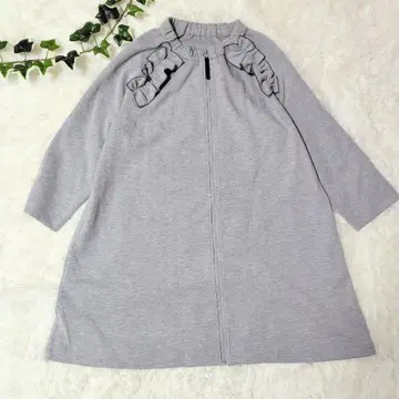 [ 새상품급 ] & LOVE 프릴 달린 롱 지퍼 자켓 그레이 3L