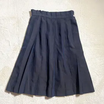 요건 레일 랩 스커트 플리츠 스커트 실크 혼방 네이비