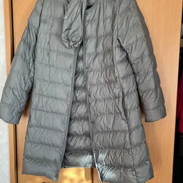 그레이 퀼팅 다운 롱 코트 M