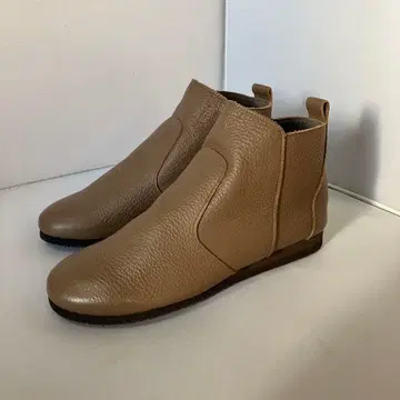 베이지 가죽 숏부츠 지퍼 포함