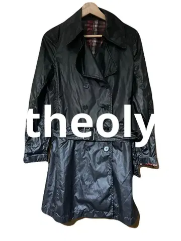 이론 블랙 트렌치코트 더블 브레스트