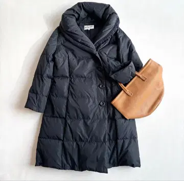 하나에모리*숄카라 다운 코트 롱 네이비 A라인 38