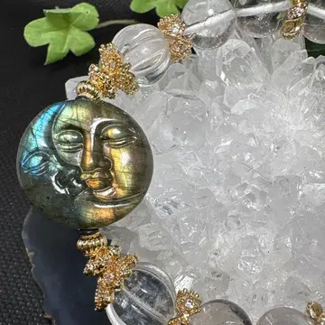 래브라도 라이트 달과 태양 음양 수정 팔찌