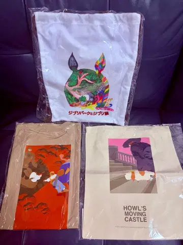 미사용 새상품 지브리 입체건축전 천공의 성 라퓨타 T셔츠 & 하울 토트백