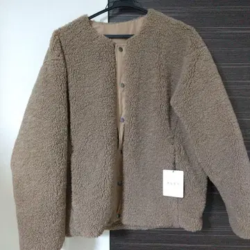 PLST 보아 노카라 자켓 브라운