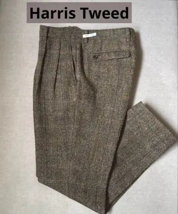 정장 셀렉트 울 팬츠 2 턱 브라운 x 헤링본 해리스 트위드