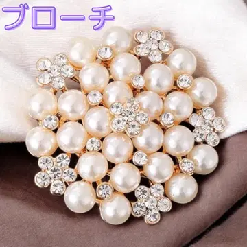 펄 플라워 브로치 골드 세레모니 포멀 액세서리