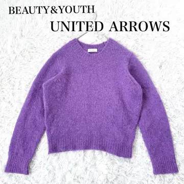 새상품급 [ BEAUTY&YOUTH ] 알파카 모헤어 크루넥 니트 보라색