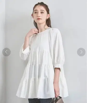 UNITED ARROWS 티어드 블라우스 6L 화이트