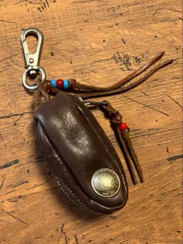 REDMOON 키 백 천연 가죽 다크 브라운